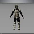Armored Character in White and Black Armor with Helmet and Protective Gear