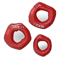 Three Red Textured Circular Decorative Wall Mirrors Modern Design 3d model