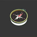 Golden Framed Compass Decorative Ornament Set With Red Needle And Black Background