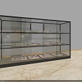 Modern Black Frame Glass Shelf Display Cabinet With Multiple Tiers For Retail Store