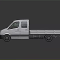 White Volkswagen Commercial Truck With Double Cab Flatbed And Front Side View 3d model