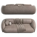 Modern Multi Seater Sofa in Neutral Tones with Cozy Blanket and Decorative Pillows