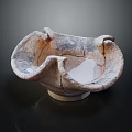Ancient Cracked Earthenware Bowl With Irregular Shape And Small Base 3d model