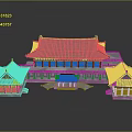Chinese Traditional Architecture With Green Roof And Symmetrical Pavilion Structures