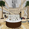 Modern Sales Office Interior With Reception Area Palm Trees And Comfortable Furniture