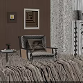 Accent Chair With Decorative Pillow Cozy Living Room Side Table Floor Lamp And Potted Plant