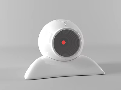 White Projection Monitoring Surveillance Camera With Red Indicator Light And Modern Base Design 3d model