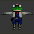 Cartoon Frog Character With Orange Hat White Coat Blue Overalls Tool Belt And Arms Outstretched