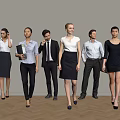 Group of Business Professionals in Formal Attire Walking With Documents and Coffee Cups