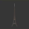 Detailed Eiffel Tower Model With Metallic Structure And Sharp Tower Spire