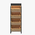 Multi Tier Wooden Basket Storage Shelf With Black Metal Frame for Home Retail