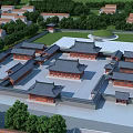 Traditional Chinese Ancient Architecture Courtyard Layout With Multiple Buildings Green Spaces And Trees