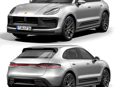 Silver Porsche SUV Exterior Design With Sporty Front Rear Views And Alloy Wheels 3d model