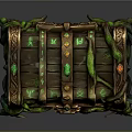 Decorative Wooden Treasure Chest With Brass Accents Intricate Lock Green Vines And Gemstones