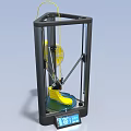 3D Printer Office Appliance With Black Frame Yellow Filament Green Platform And Digital