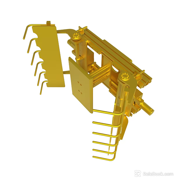 Golden Mechanical Metal Structure With Precision Engineered Components And Framework 3d model