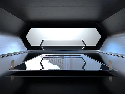 High Tech Sci Fi Chamber Featuring Hexagonal Glowing Structure And Sleek Black Platform 3d model