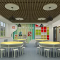 School Art Classroom For Creative HandsOn Activities With Colorful Wall Panels And Round Tables