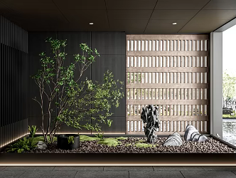 Modern landscape sketch courtyard landscape sketch landscape tree Taihu stone rubble 3d model