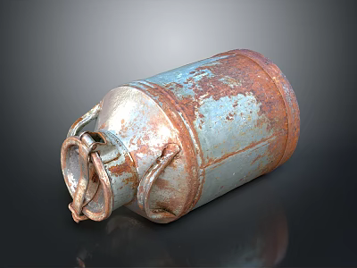 Vintage Rustic Metal Milk Can With Classic Design Home Decor 3d model