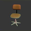 Orange Fabric Office Chair With Padded Backrest Seat And White Five Point Base