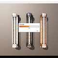Modern Style Vertical Wall Lamps in White Black and Copper Mounted on Gray Wall