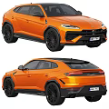 Orange Lamborghini SUV With Sporty Design Black Wheels And Rear Spoiler