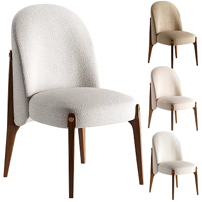 Elegant Modern Upholstered Dining Chairs With Wooden Legs And Multiple Colors 3d model