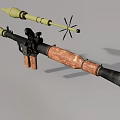 Military Rocket Launcher With Wooden Grip Rocket Projectile And Six Blade Fins