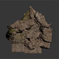 Natural Rocky Crevice Between Rugged Rock Walls With Green Moss And Scattered Stones