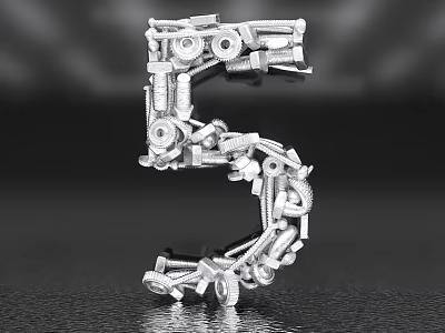 Creative Number 5 Photo Spot Made With Metal Bolts And Nuts 3d model