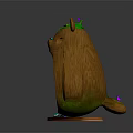 Cartoon Totoro Shaped Wooden Decor With Green Hat Pink Heart And Colorful Items Inside Base