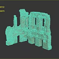 Ancient Red Brick Ruins Model With Broken Walls And Arched Doorways