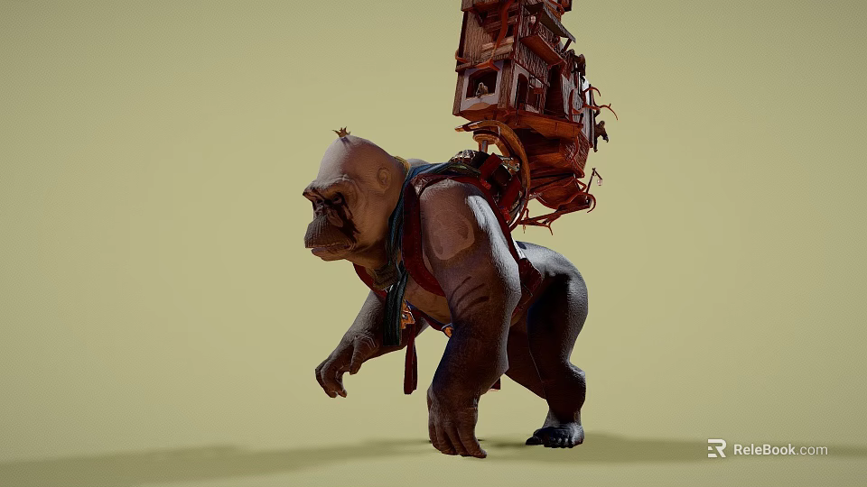 Game Movie Fantasy Creature Character Carrying Back Mounted Complex Architecture 3d model 