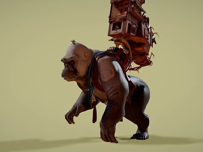 Game Movie Fantasy Creature Character Carrying Back Mounted Complex Architecture 3d model