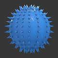 Round Blue Spiky Decorative Ball With Shiny Surface And Pointed Protrusions