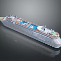 Luxury Modern Cruise Ship Exterior With Deck Pool Blue Accents And Green Details
