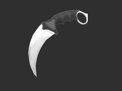 Sharp Curved Blade Weapon With Black Handle And Ring Grip Design 3d model