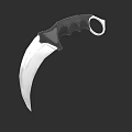 Sharp Curved Blade Weapon With Black Handle And Ring Grip Design