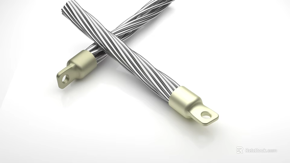 Crossed Twisted Steel Cables With Metal End Terminals On White Background 3d model 