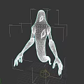 White Humanoid Game and Movie Character With Black Cracks Red Eyes And Chest Symbol