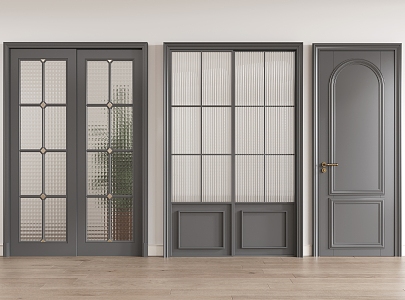 door bedroom door sliding door combination wood 3d model