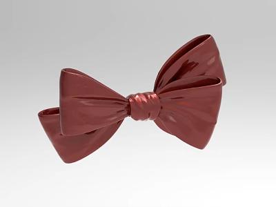 Shiny Red Bow Accessory With Glossy Finish And Decorative Design 3d model
