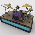 Building Blocks Drum Set With Purple Body Brass Cymbals Stands And Blue Base Platform
