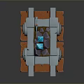 3D Render of Mine Cart on Rail Tracks with Colorful Ores and Hammer Model Design
