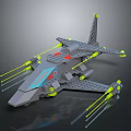 Gray Lego Aircraft Model With Yellow Streaks Red Details And Streamlined Design
