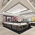 Elegant Jewelry Store Interior With Glass Display Counters And Decorative Ceiling