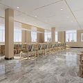 Modern Spacious Conference Room Interior With Wooden Chairs Large Windows And Marble Flooring