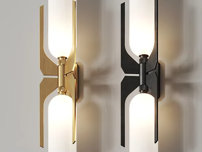 Modern Golden And Black Wall Sconces With Sleek Design And Warm Illumination 3d model