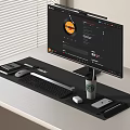 Modern Computer Desktop Setup With Monitor Keyboard Mouse And Ergonomic Desk Accessories